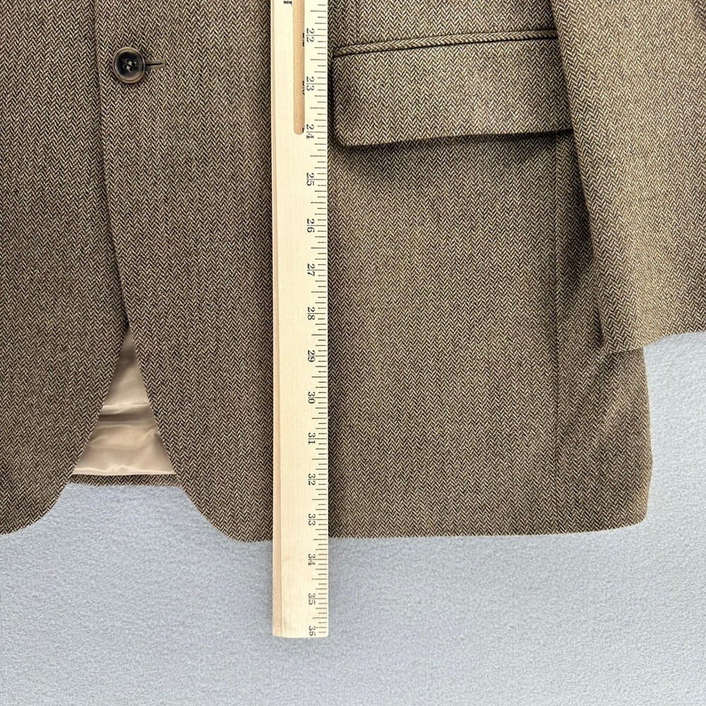 Lauren Ralph Lauren Lambswool Blazer Jacket Brown Herringbone 42L 2 Button Rich - Picture 3 of 9